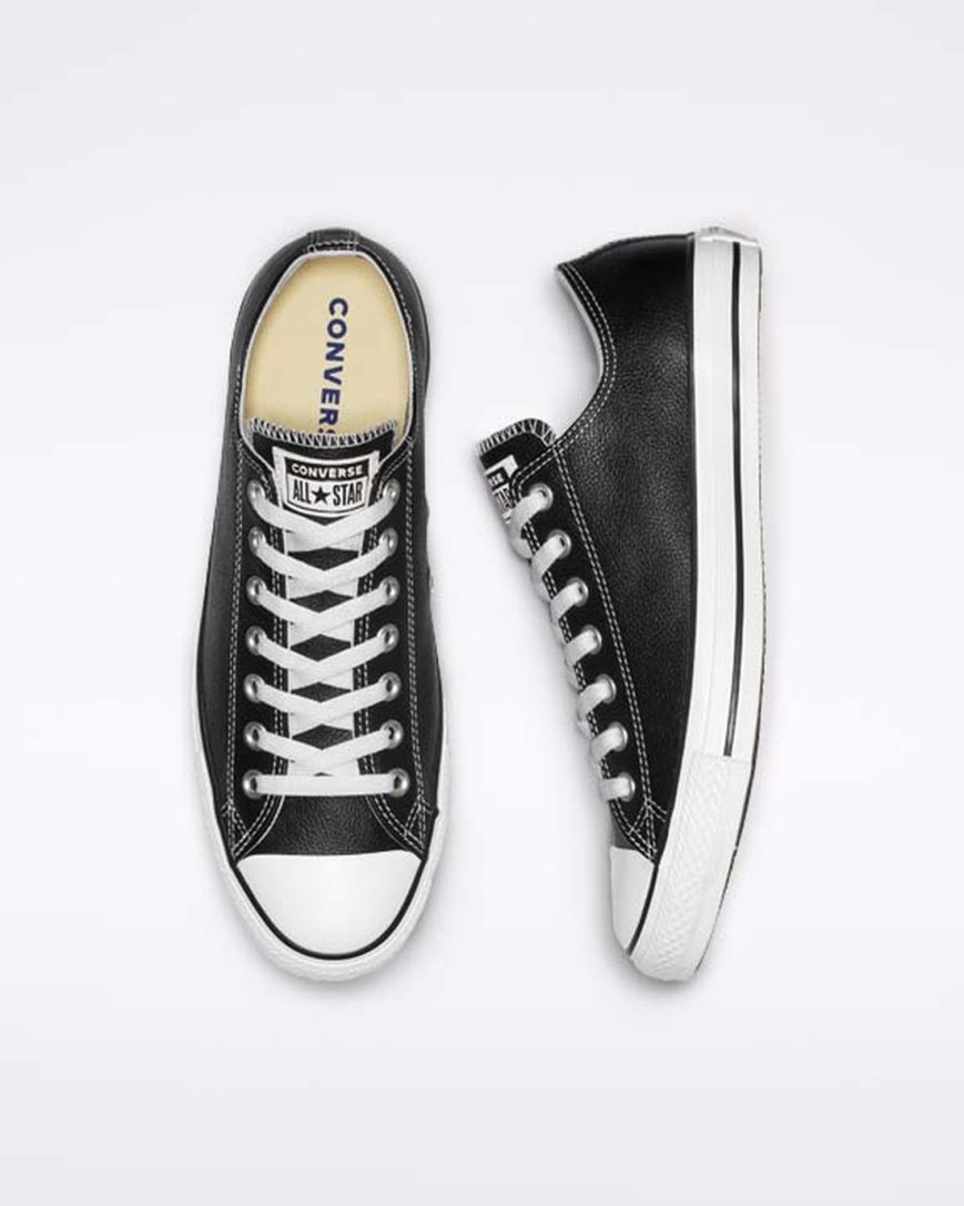 Tenis Converse Chuck Taylor All Star Couro Cano Baixo Masculino Pretas | PT J09PT34